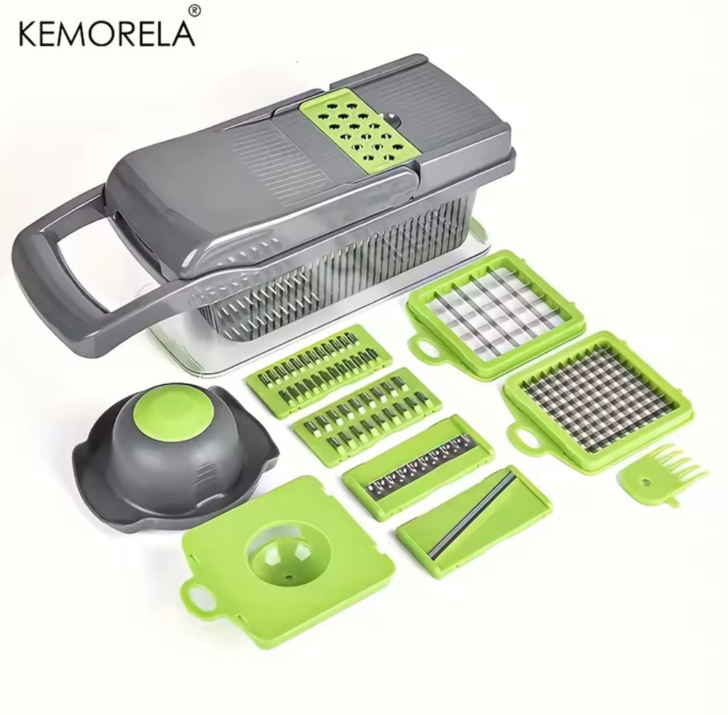 12-in-1 Multifunction Vegetable Chopper & Mandoline Slicer with Storage Container