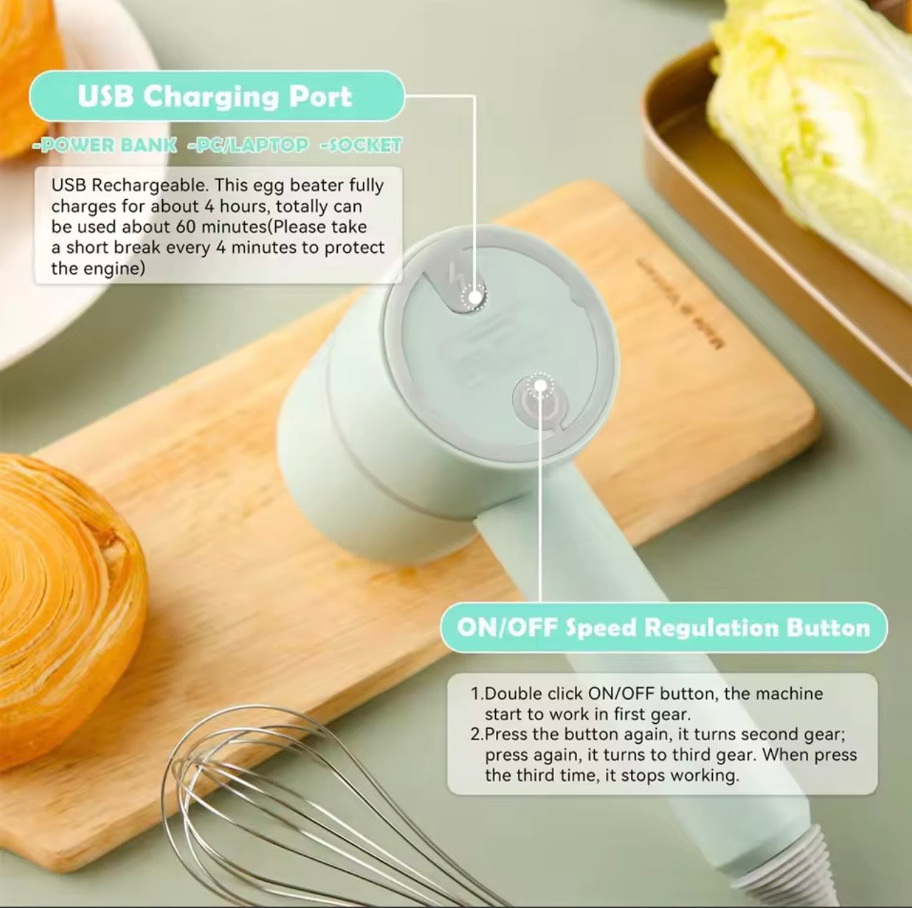 3-in-1 Wireless Electric Hand Mixer