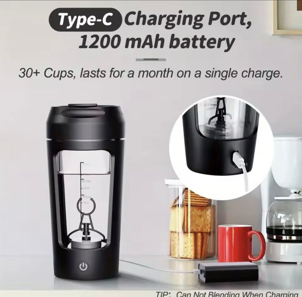 Electric Protein Shaker Bottle – USB Rechargeable Automatic Mixer (500ml)