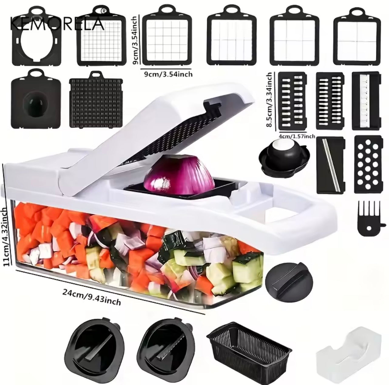 12-in-1 Multifunction Vegetable Chopper & Mandoline Slicer with Storage Container