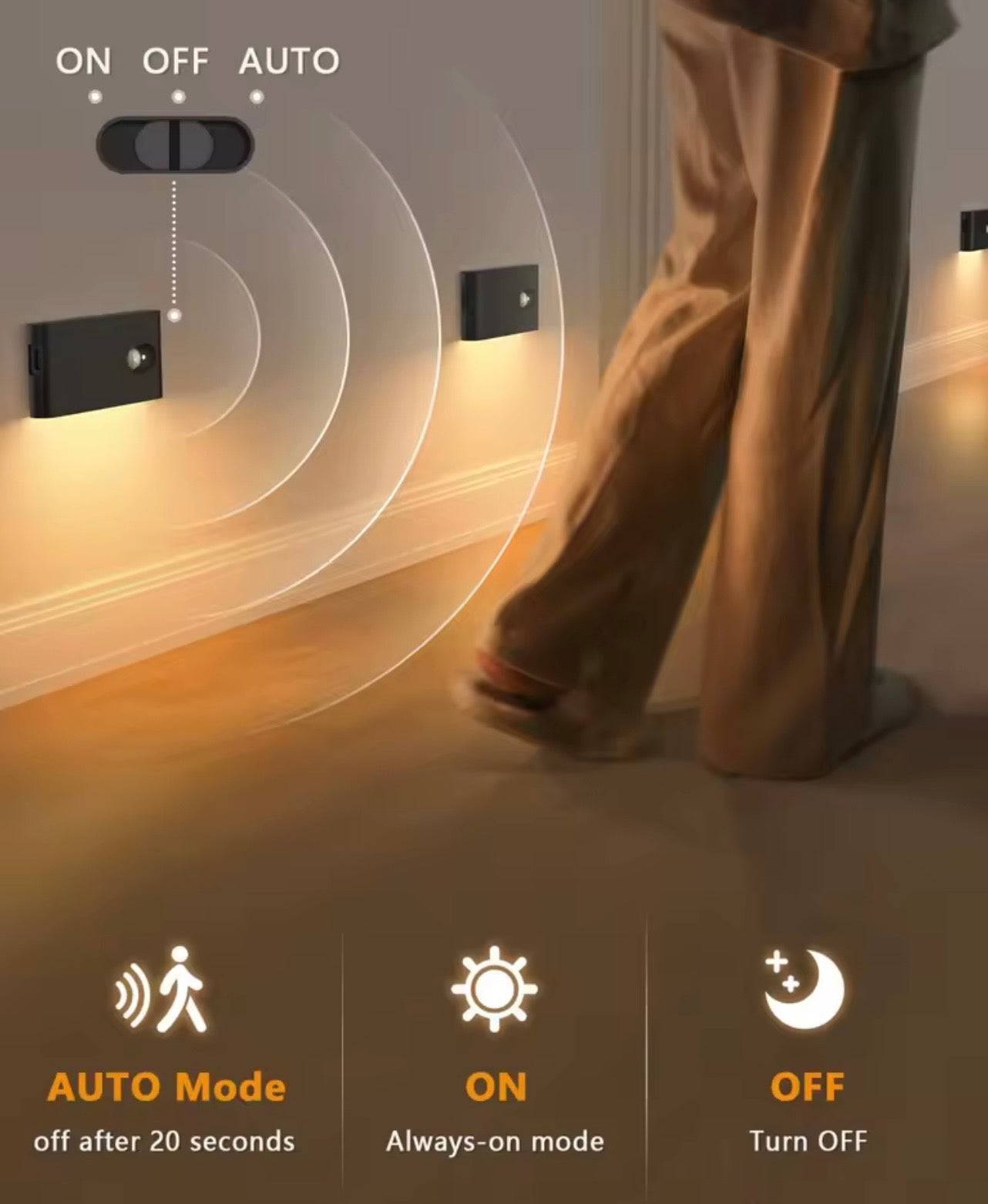 Rechargeable Motion Sensor Night Light – Magnetic LED Closet & Stair Light, Wireless Under Cabinet Lamp
