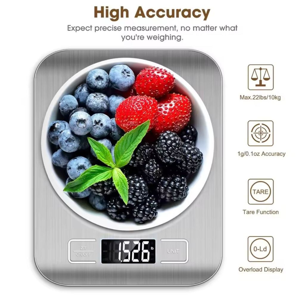 Digital Kitchen Food Scale – High Precision 10kg/22lb with LCD Display & Tare Function