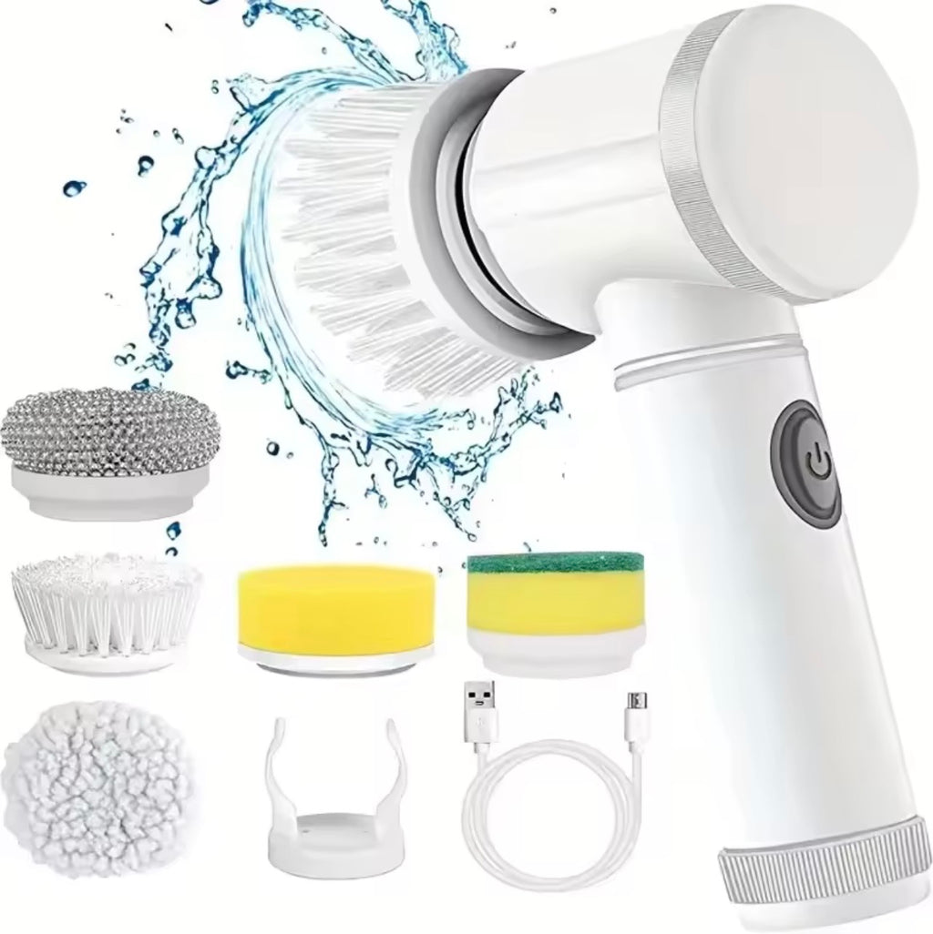 USB Wireless Electric Cleaning Brush with 5 Interchangeable Heads | Multi-Purpose
