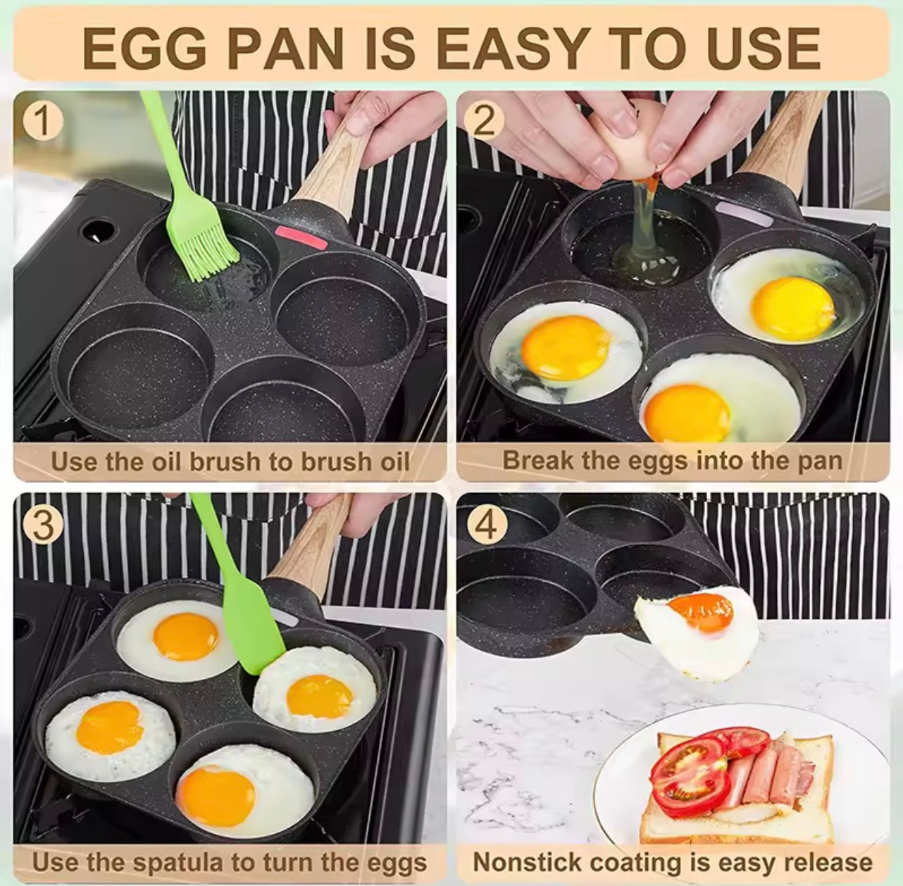 4-Cup Nonstick Egg Frying Pan