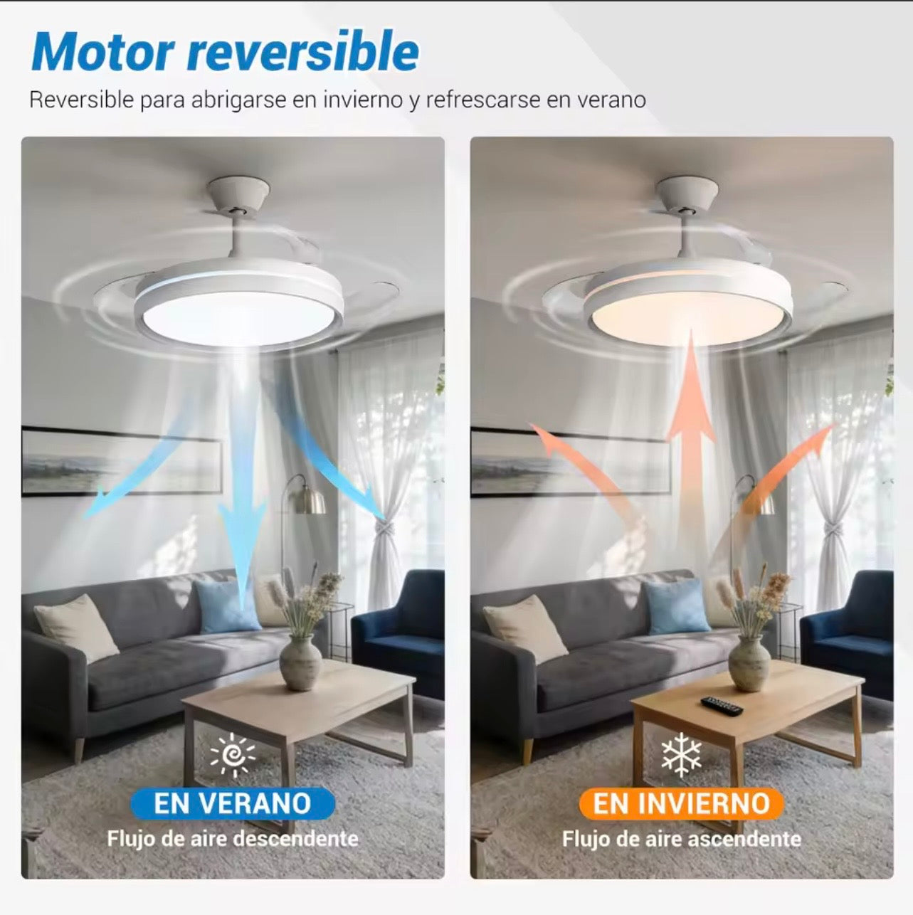 Ceiling Fan with Reversible Motor and LED Light