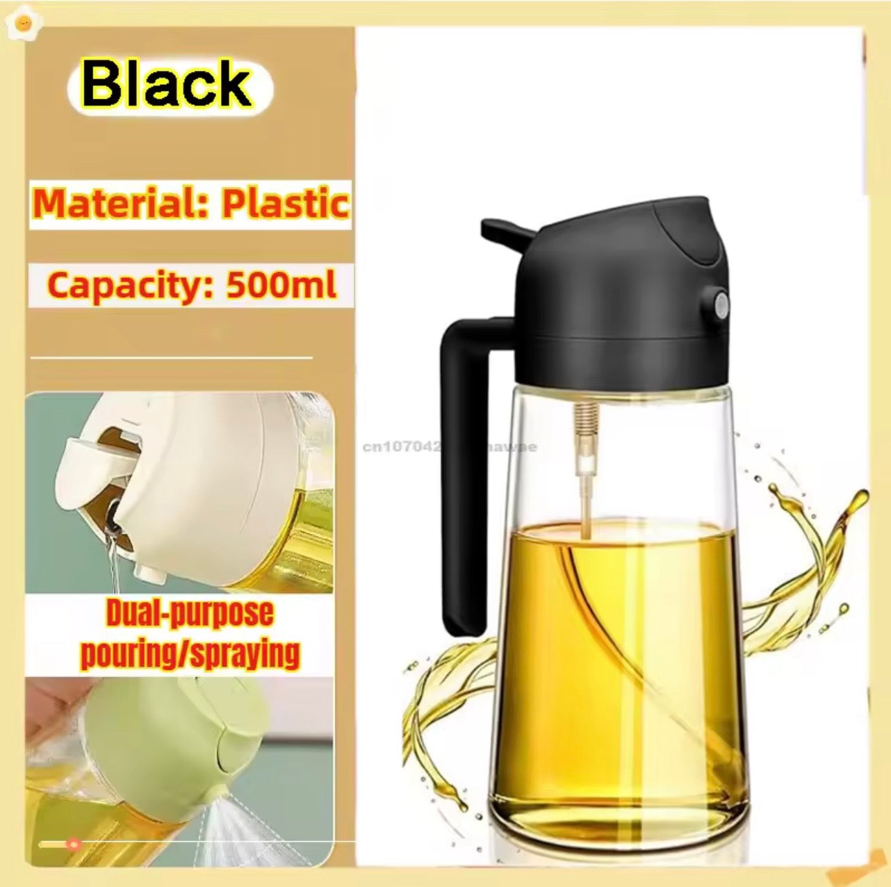 2-in-1 Oil Sprayer & Pourer Bottle 500ml – Leakproof Kitchen Olive Oil Dispenser for Cooking, BBQ & Salads