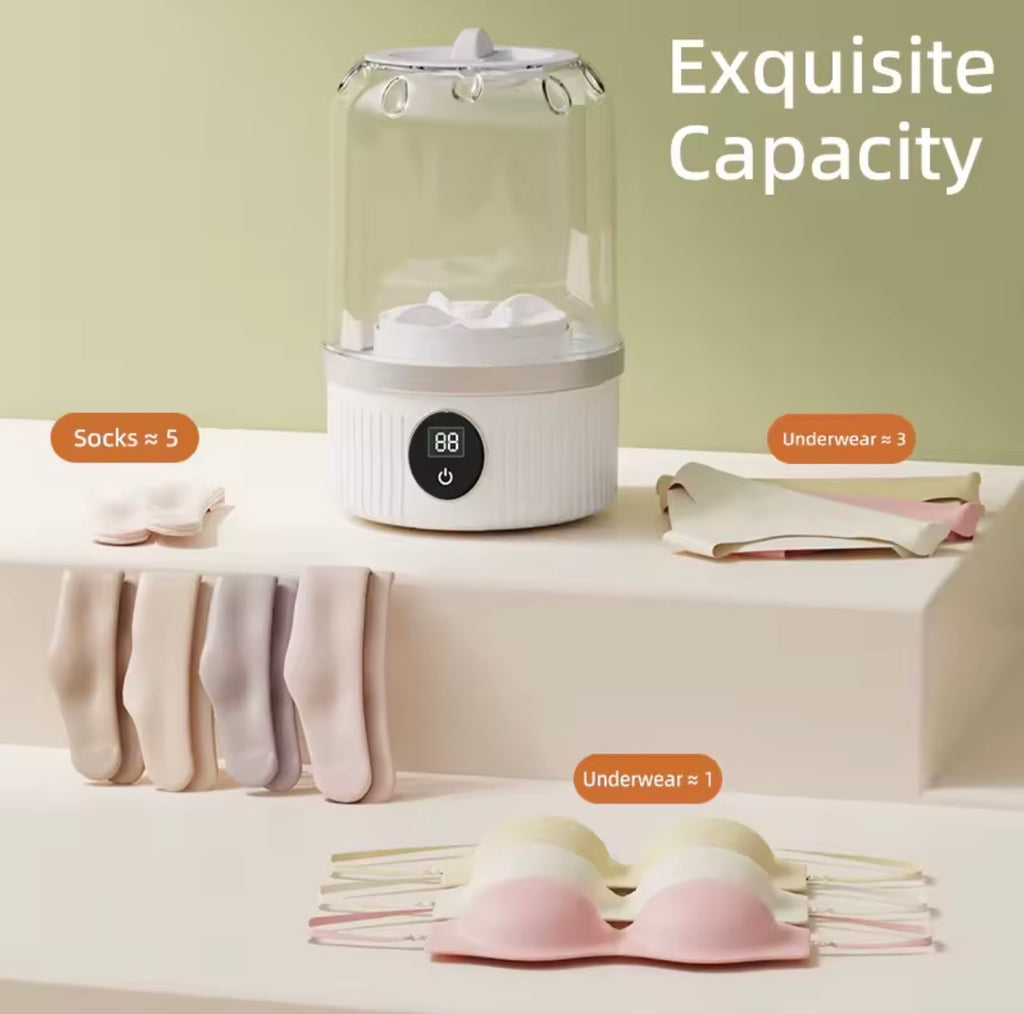 Portable Mini Washing Machine for Underwear & Delicates – USB Rechargeable Travel Laundry Washer