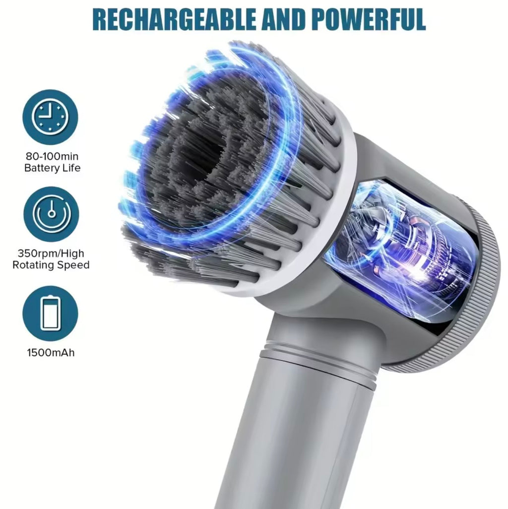USB Wireless Electric Cleaning Brush with 5 Interchangeable Heads | Multi-Purpose