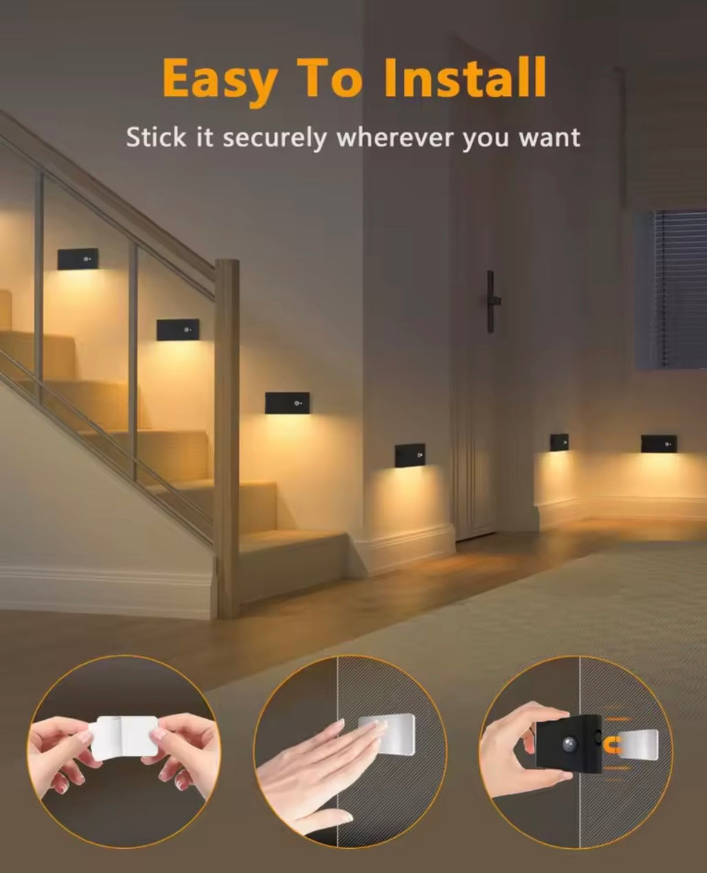 Rechargeable Motion Sensor Night Light – Magnetic LED Closet & Stair Light, Wireless Under Cabinet Lamp