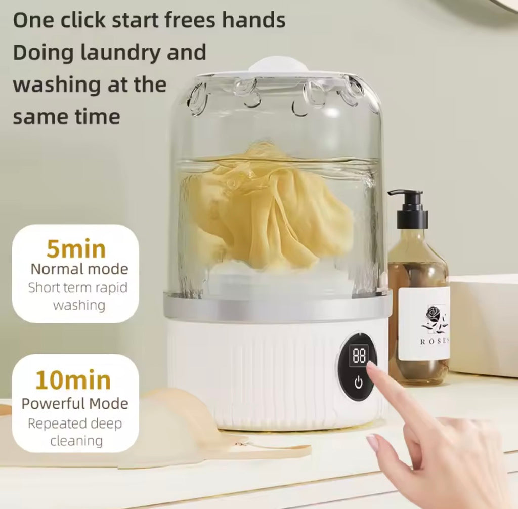 Portable Mini Washing Machine for Underwear & Delicates – USB Rechargeable Travel Laundry Washer