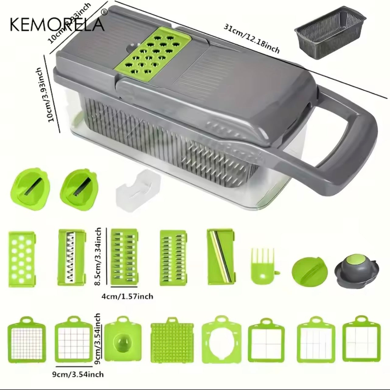12-in-1 Multifunction Vegetable Chopper & Mandoline Slicer with Storage Container