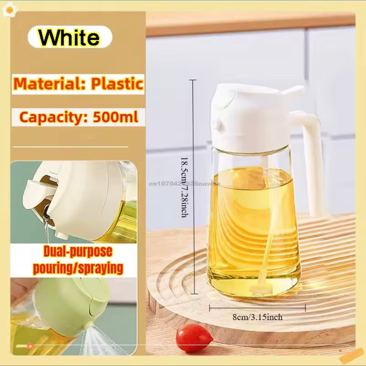 2-in-1 Oil Sprayer & Pourer Bottle 500ml – Leakproof Kitchen Olive Oil Dispenser for Cooking, BBQ & Salads