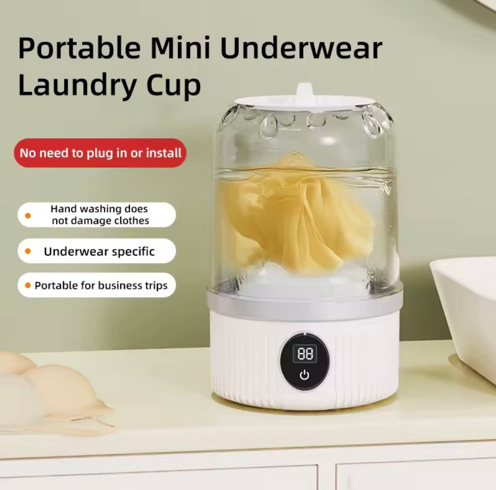 Portable Mini Washing Machine for Underwear & Delicates – USB Rechargeable Travel Laundry Washer