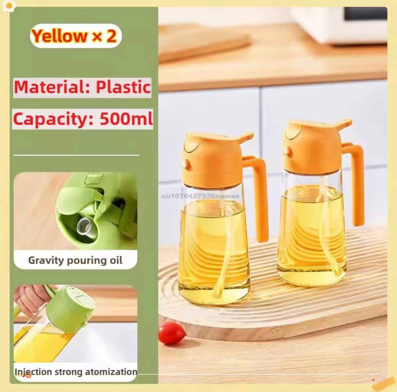 2-in-1 Oil Sprayer & Pourer Bottle 500ml – Leakproof Kitchen Olive Oil Dispenser for Cooking, BBQ & Salads