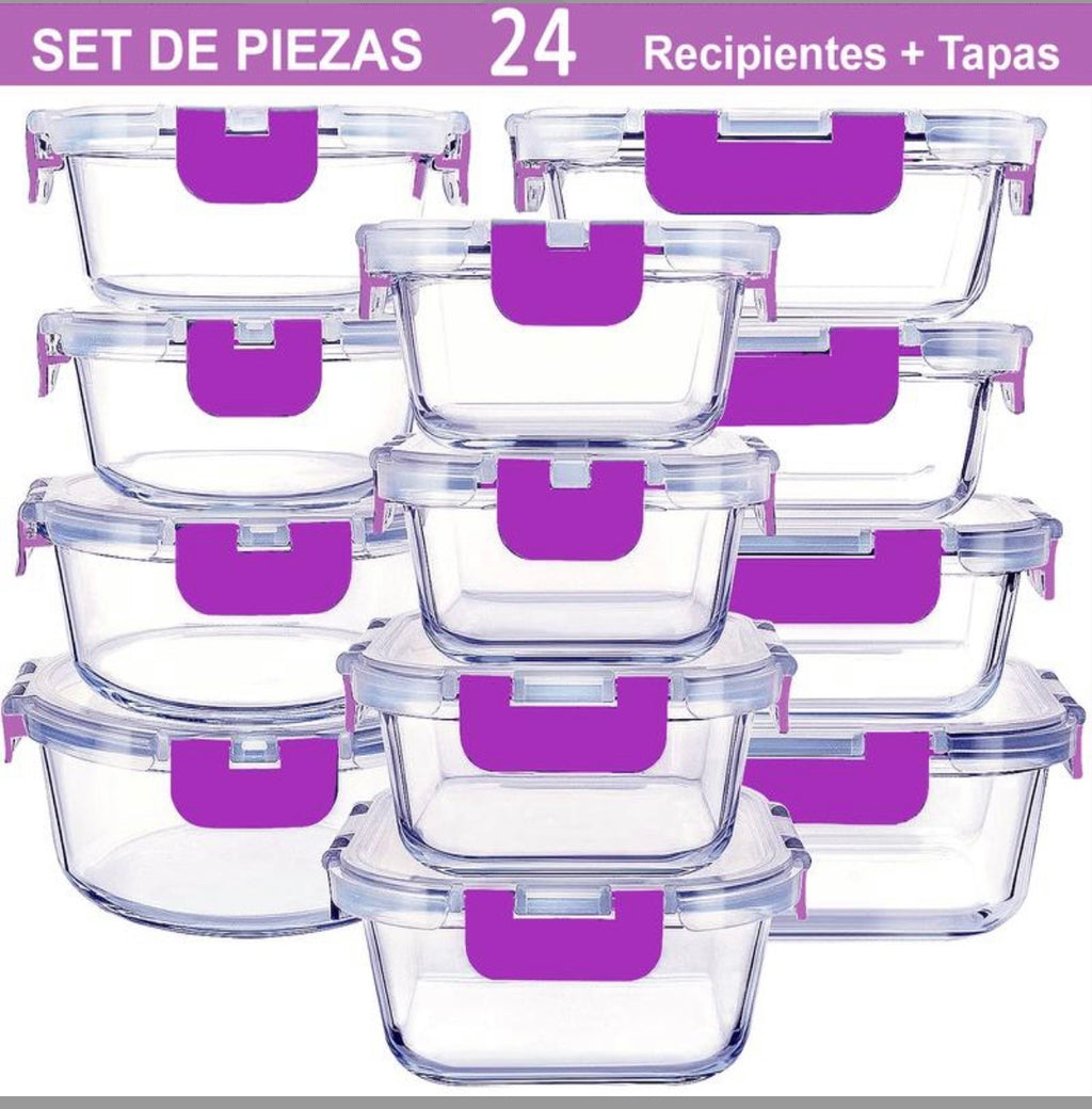 24-Piece Glass Airtight Food Storage Containers with Lids