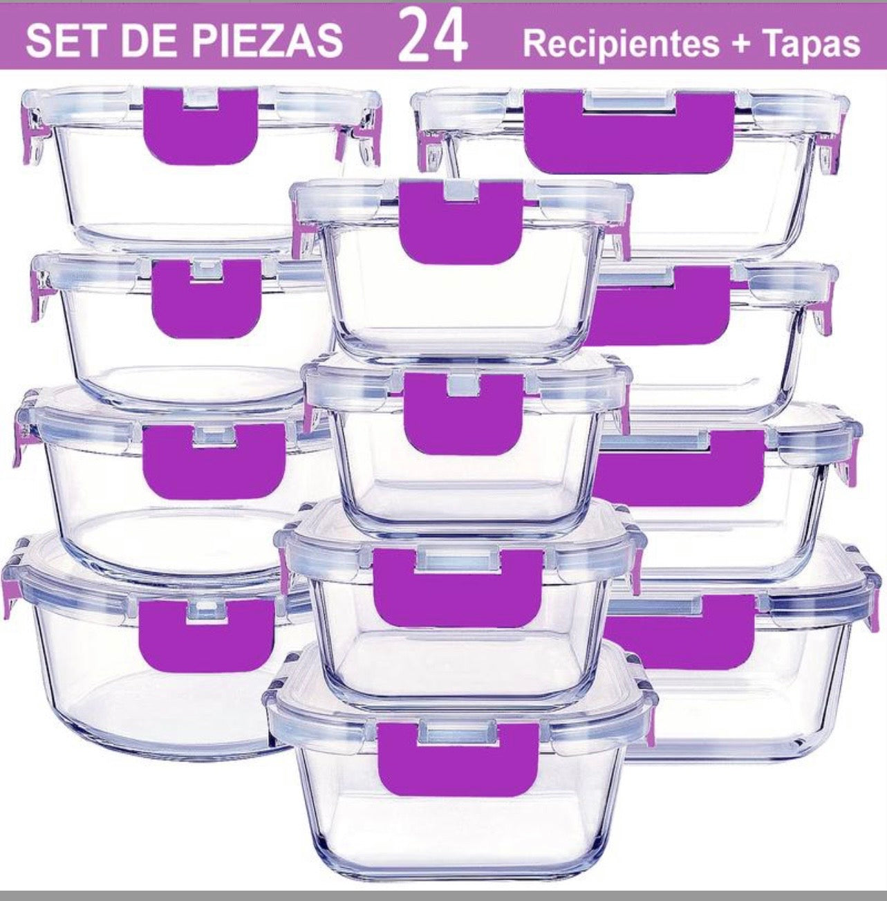 24-Piece Glass Airtight Food Storage Containers with Lids