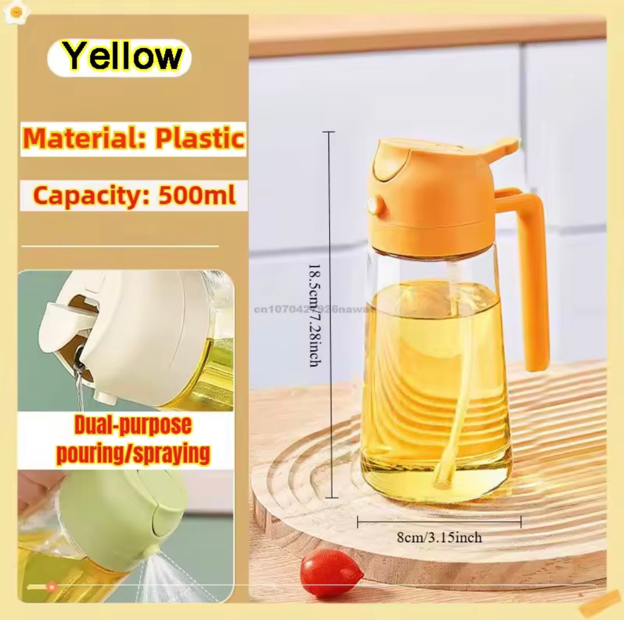2-in-1 Oil Sprayer & Pourer Bottle 500ml – Leakproof Kitchen Olive Oil Dispenser for Cooking, BBQ & Salads