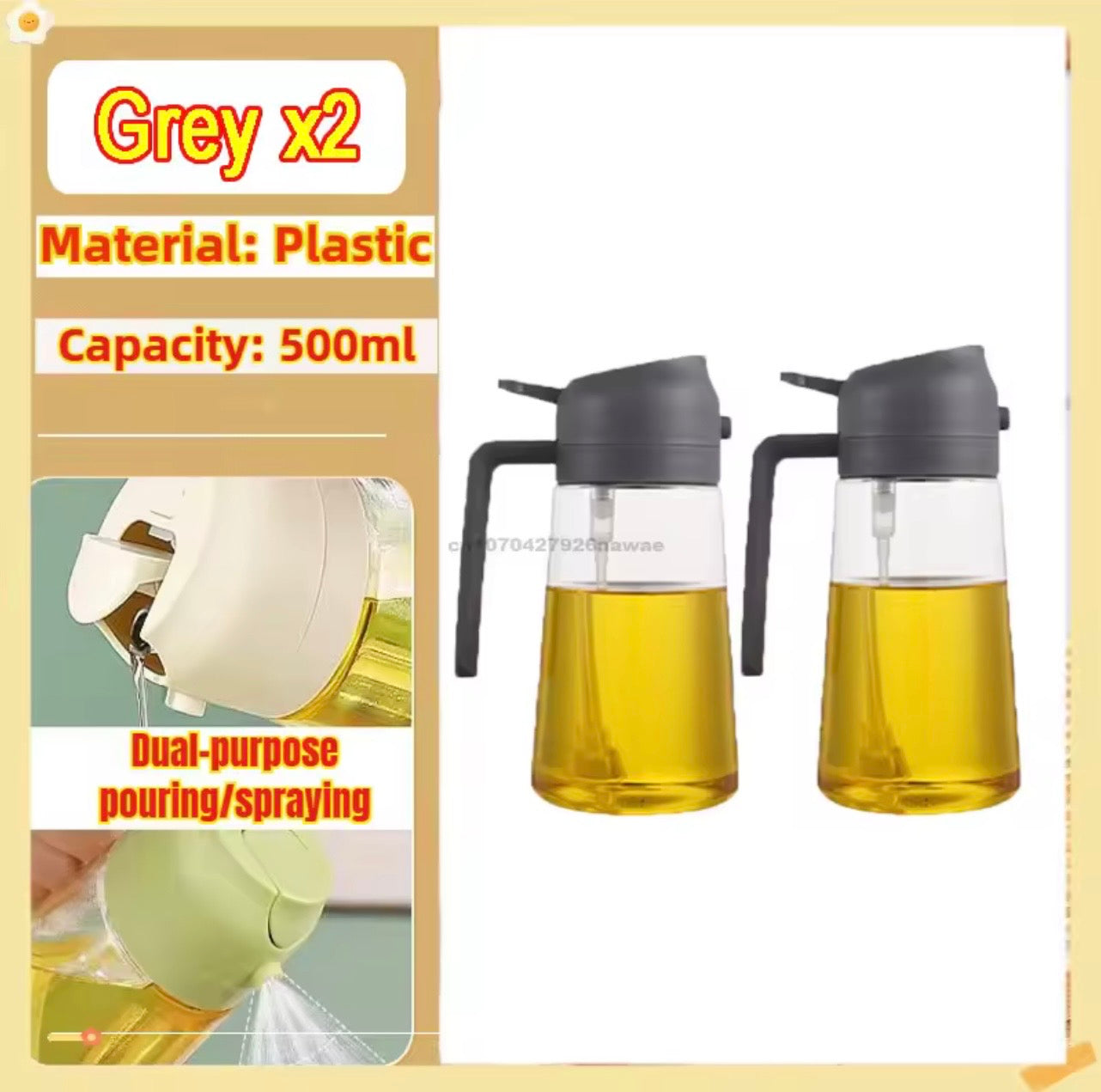 2-in-1 Oil Sprayer & Pourer Bottle 500ml – Leakproof Kitchen Olive Oil Dispenser for Cooking, BBQ & Salads